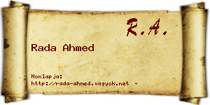 Rada Ahmed névjegykártya